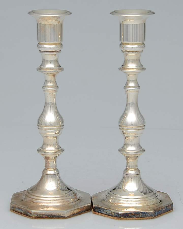 Silverplate Hollowware Pair of 7" Candlesticks by Lunt Silver-1