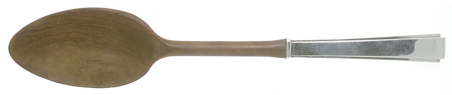 Modern Classic (Sterling, 1934, No Monos) Salad Serving Spoon with Wooden Bowl by Lunt Silver-1
