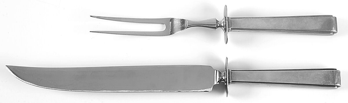 Modern Classic (Sterling, 1934, No Monos) Large 2-Piece Roast Carving Set w/ Stainless Blade by Lunt Silver-1
