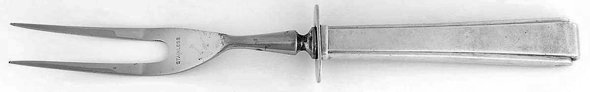 Modern Classic (Sterling, 1934, No Monos) Small Steak Carving Fork with Stainless Prongs by Lunt Silver-1