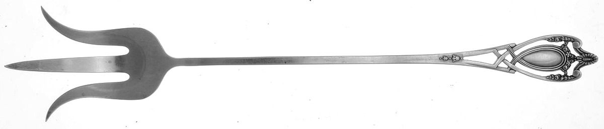 Monticello (Sterling, 1908) Large Lettuce Serving Fork by Lunt Silver-1