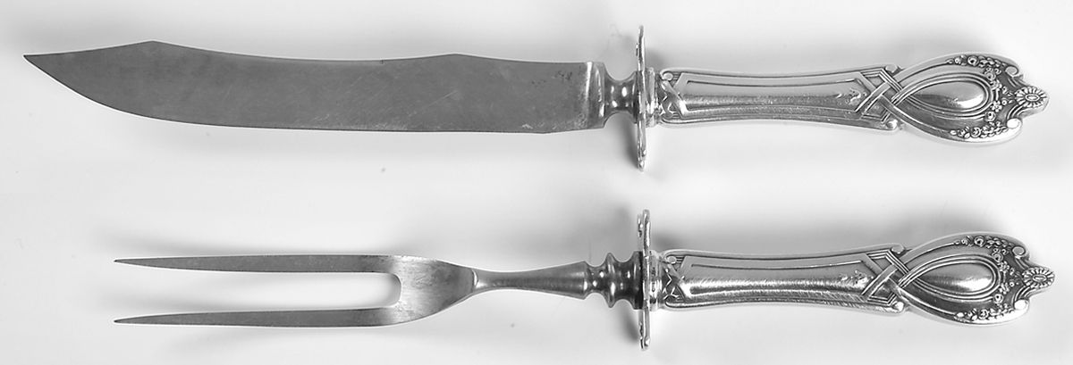 Monticello (Sterling, 1908) 2 Piece Small Carving Set W/ Sterling Guard by Lunt Silver-1