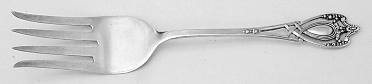 Monticello (Sterling, 1908) Small Solid Cold Meat Serving Fork by Lunt Silver-1