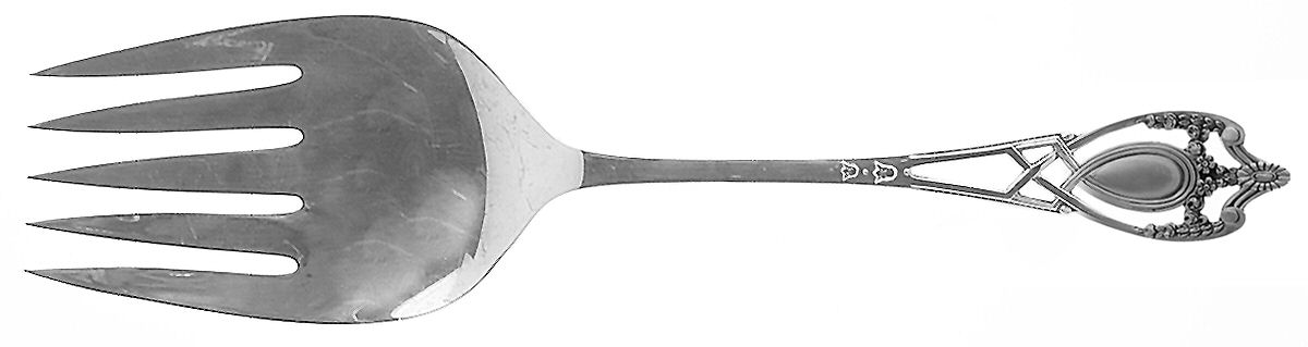 Monticello (Sterling, 1908) Large Solid Fish Serving Fork by Lunt Silver-1