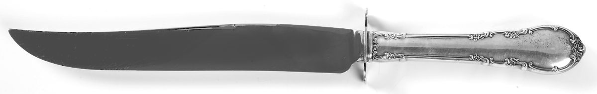 Modern Victorian (Sterling, 1941, No Monos) Large Carving/Roast Knife StnlBl w/Sterling Guard by Lunt Silver-1