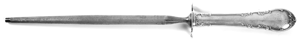 Modern Victorian (Sterling, 1941, No Monos) Large Knife Sharpener-Steel Rod w/Sterling Guard by Lunt Silver-1