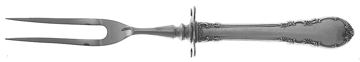Modern Victorian (Sterling, 1941, No Monos) Small Carving Fork W/Sterling Guard by Lunt Silver-1