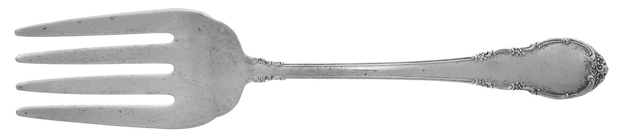 Modern Victorian (Sterling, 1941, No Monos) Small Solid Cold Meat Serving Fork by Lunt Silver-1