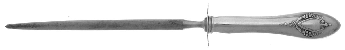 Mount Vernon (Sterling, 1905) Large Knife Sharpener-Steel Rod w/Sterling Guard by Lunt Silver-1