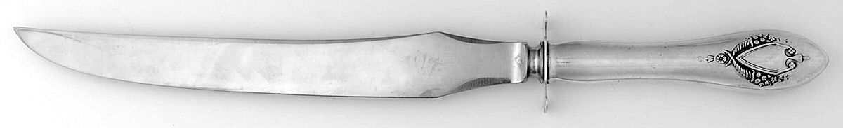 Mount Vernon (Sterling, 1905) Large Carving/Roast Knife StnlBl w/Sterling Guard by Lunt Silver-1