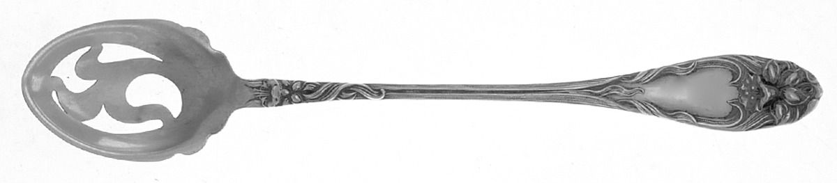 Narcissus (Sterling, 1903) Pierced Bowl Short Handle Olive Spoon by Lunt Silver-1