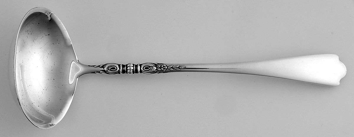 Nellie Custis (Sterling, 1915) Solid Piece Cream Ladle by Lunt Silver-1