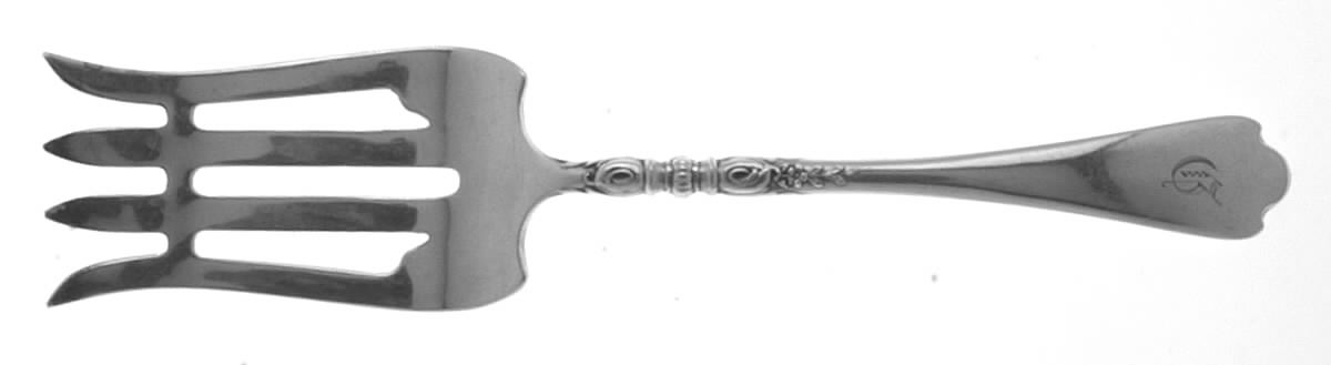 Nellie Custis (Sterling, 1915) Small Solid Cold Meat Serving Fork by Lunt Silver-1