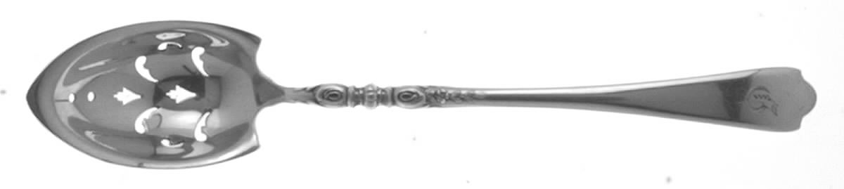 Nellie Custis (Sterling, 1915) Pierced Bowl Short Handle Olive Spoon by Lunt Silver-1