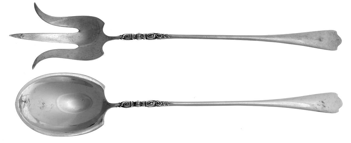 Nellie Custis (Sterling, 1915) 2 Pc Large Lettuce Serving Set by Lunt Silver-1