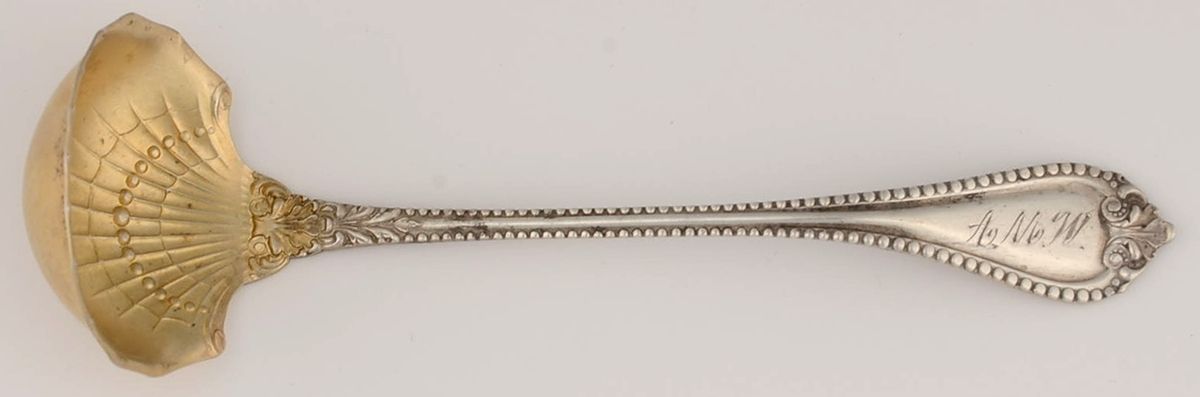 Old Colony (Sterling, 1895) Monogramed Solid Piece Cream Ladle by Lunt Silver-1