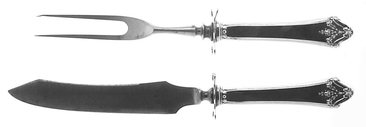 Orleans (Sterling, 1914) Small Stainless Blade 2-Piece Steak Carving Set by Lunt Silver-1
