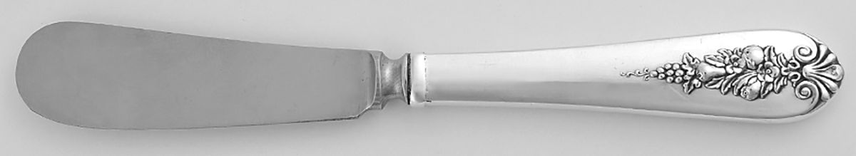 Pendant of Fruit (Sterling, 1939) Butter Spreader Hollow Hdl-Paddle/Stainless Blade by Lunt Silver-1