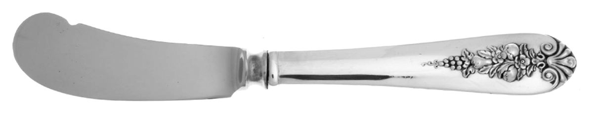 Pendant of Fruit (Sterling, 1939) Butter Spreader Hollow Hdl-Paddle/Stainless Blade by Lunt Silver-1