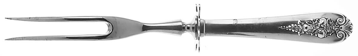 Pendant of Fruit (Sterling, 1939) Small Steak Carving Fork with Stainless Prongs by Lunt Silver-1