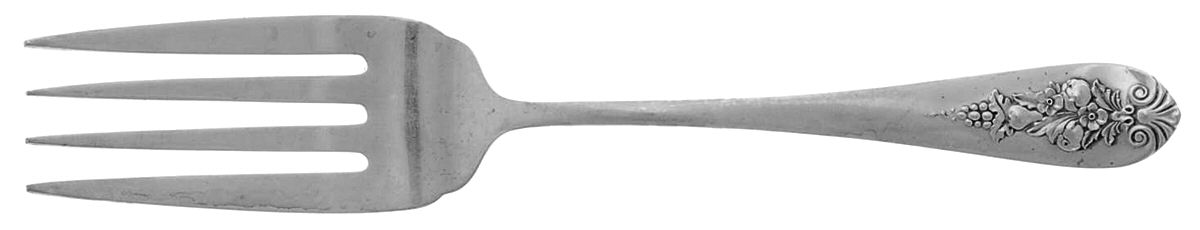 Pendant of Fruit (Sterling, 1939) Medium Solid Cold Meat Serving Fork by Lunt Silver-1