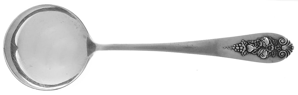 Pendant of Fruit (Sterling, 1939) Round Bowl Soup Spoon (Bouillon) by Lunt Silver-1
