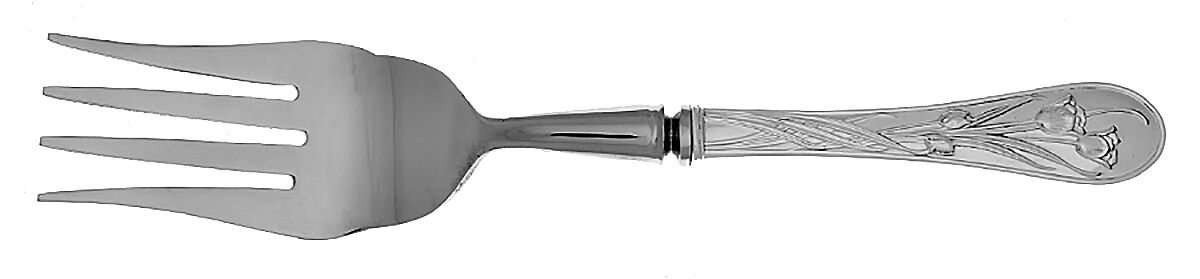 Quintessence (Sterling, 1990) Cold Meat Fork Large, Stainless Tines HC by Lunt Silver-1