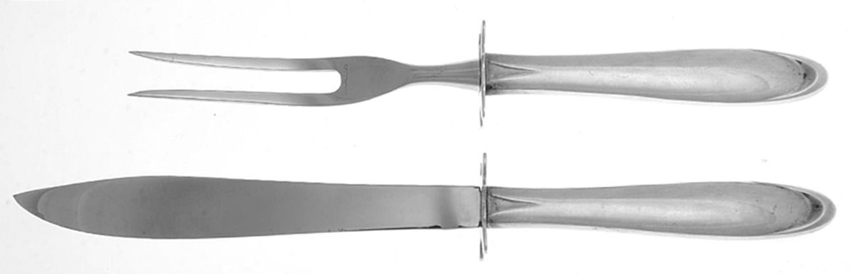 Raindrop (Sterling, 1959) 2 Piece Small Carving Set W/ Sterling Guard by Lunt Silver-1