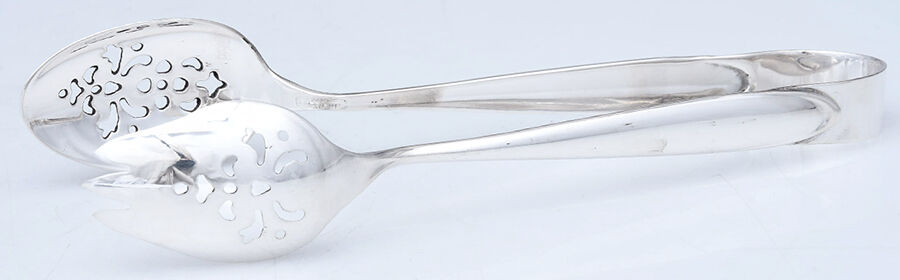 Raindrop (Sterling, 1959) Ice Serving Tongs Small HC by Lunt Silver-1