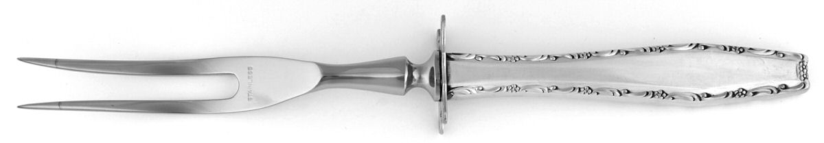 Rapallo (Sterling, 1968) Small Carving Fork W/Sterling Guard by Lunt Silver-1