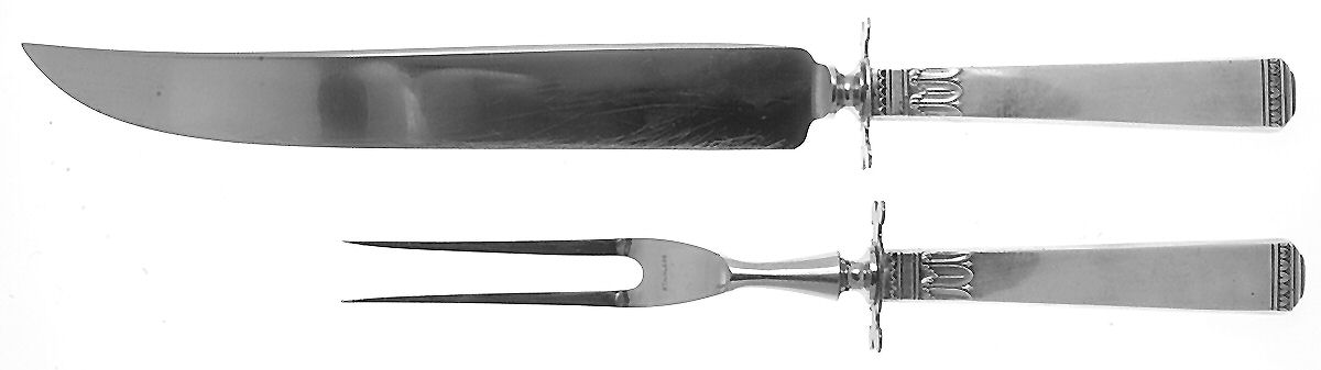 Regency (Sterling, 1935) (2 Pc)Carving Set-Lg Stnbl/Roast w/Sterling Guard by Lunt Silver-1