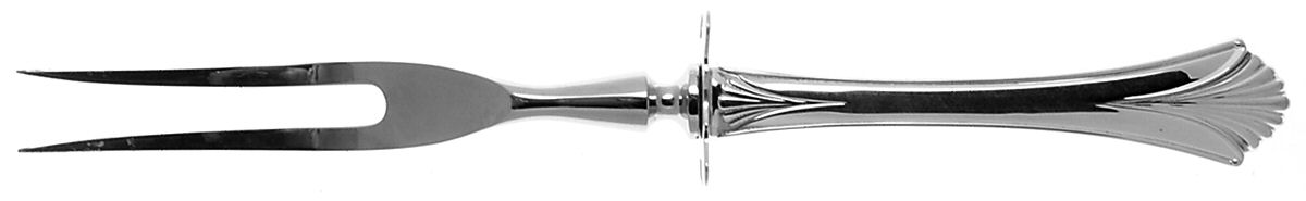 Regency Shell (Sterling, 1989) Small Steak Carving Fork with Stainless Prongs by Lunt Silver-1