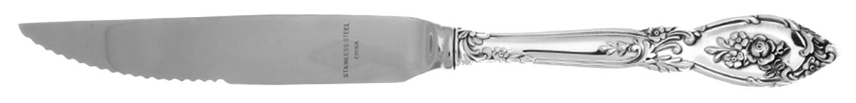 Rose Elegance (Sterling, 1958) Steak Knife Individual Hollow, Serrate HC by Lunt Silver-1
