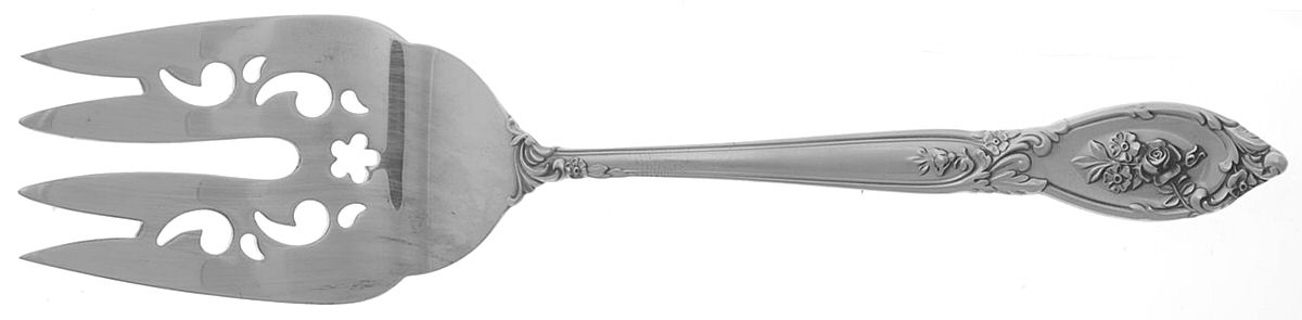 Rose Elegance (Sterling, 1958) Medium Solid Cold Meat Serving Fork by Lunt Silver-1