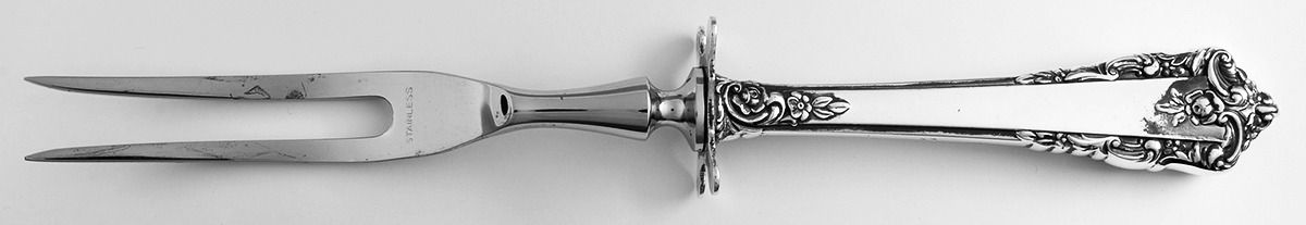 Rondelay (Sterling, 1963) Small Carving Fork W/Sterling Guard by Lunt Silver-1