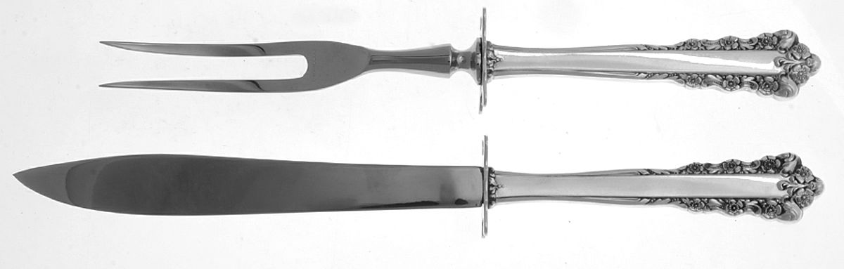 Rondelay (Sterling, 1963) 2 Piece Small Carving Set W/ Sterling Guard by Lunt Silver-1