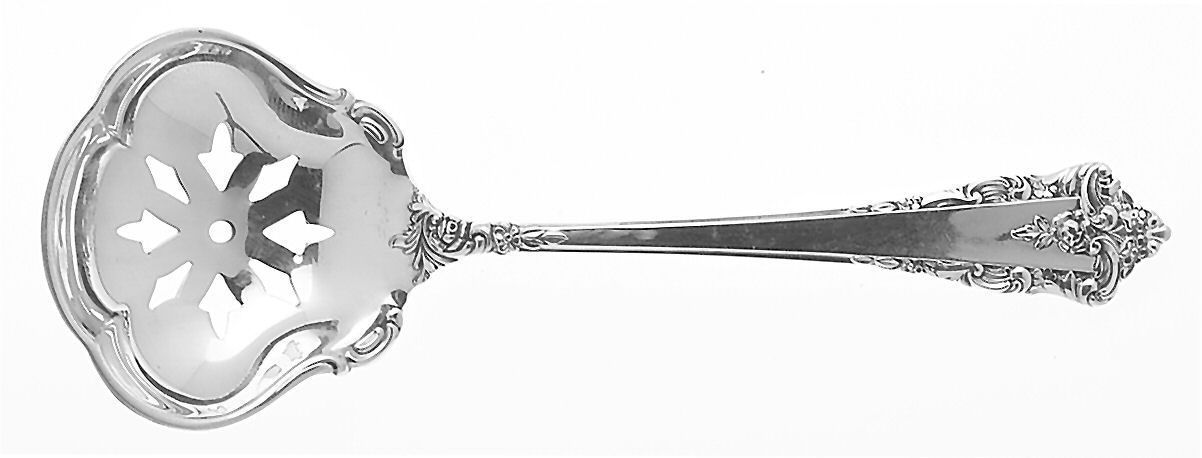 Rondelay (Sterling, 1963) Solid Bon Bon Spoon with Pierced Bowl by Lunt Silver-1