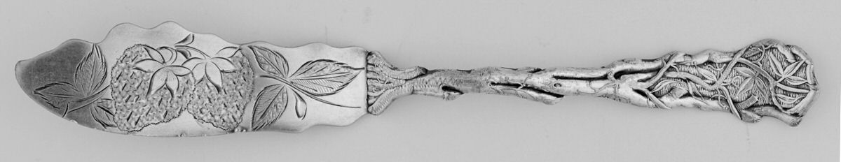 Rustic (Silverplate, 1880) Flat Handle Bright Cut Master Butter by Lunt Silver-1