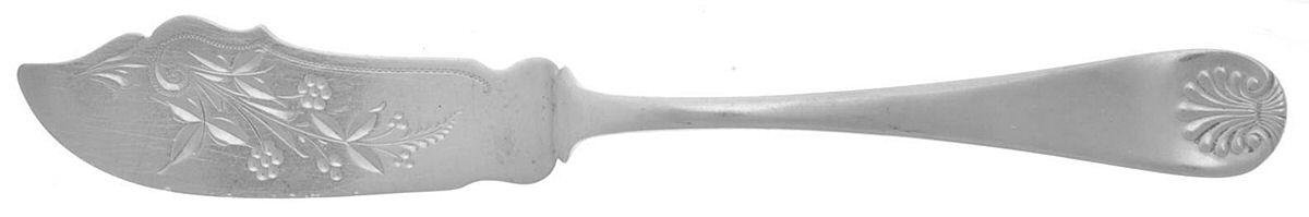 Shell (Sterling, 1888) Flat Handle Bright Cut Master Butter by Lunt Silver-1