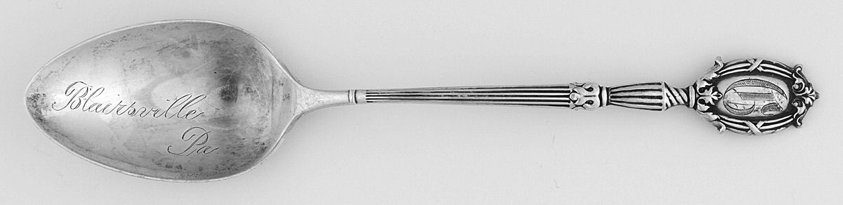 Sheraton (Sterling, 1908) Monogram Teaspoon by Lunt Silver-1
