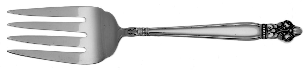 Silver Poppy (Sterling, 1949) Small Solid Cold Meat Serving Fork by Lunt Silver-1