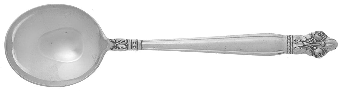 Silver Poppy (Sterling, 1949) Round Bowl Soup Spoon Large (Cream Soup) by Lunt Silver-1