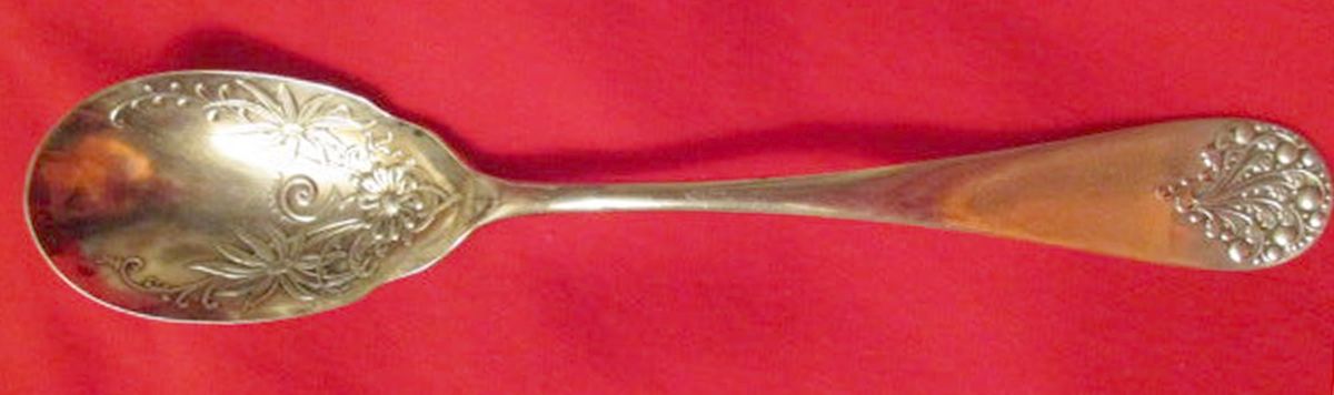 Spray (Sterling, 1885) Bright Cut Bowl Sugar Spoon by Lunt Silver-1