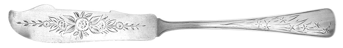 Spray-Engraved (Sterling, 1885) Flat Handle Bright Cut Master Butter by Lunt Silver-1