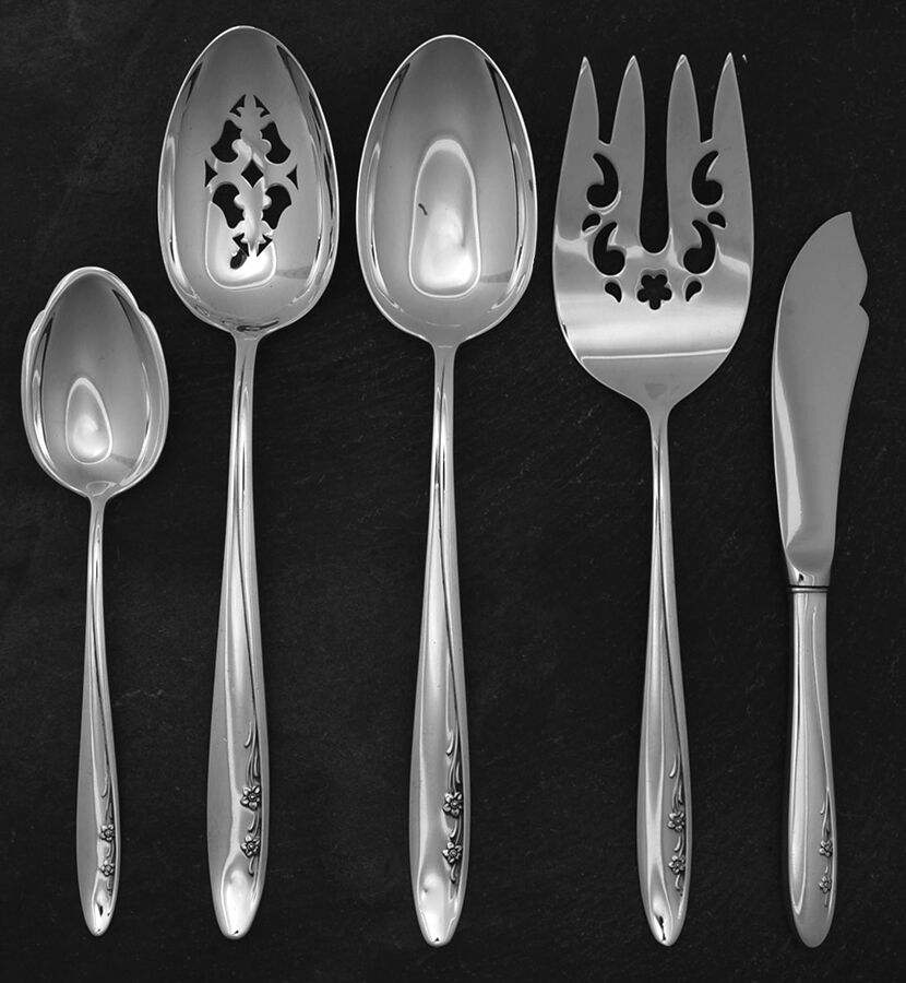 Spring Serenade (Sterling, 1957) 5 Piece Hostess Set by Lunt Silver-1