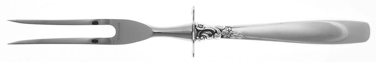 Starfire (Sterling, 1955) Small Carving Fork W/Sterling Guard by Lunt Silver-1