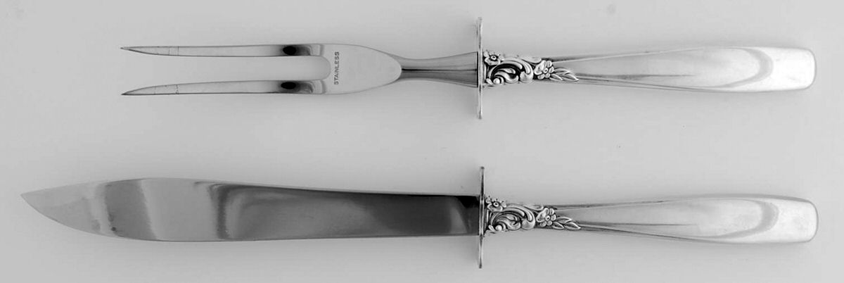 Starfire (Sterling, 1955) 2 Piece Small Carving Set W/ Sterling Guard by Lunt Silver-1