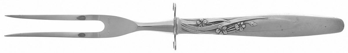 Summer Song (Sterling, 1954) Small Steak Carving Fork with Stainless Prongs by Lunt Silver-1
