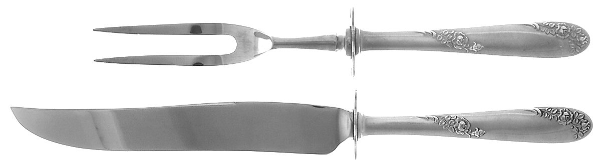 Sweetheart Rose (Sterling, 1951) Small Steak 2-Piece Carving Set w/Stainless Blade by Lunt Silver-1