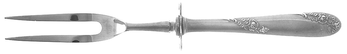 Sweetheart Rose (Sterling, 1951) Small Steak Carving Fork with Stainless Prongs by Lunt Silver-1